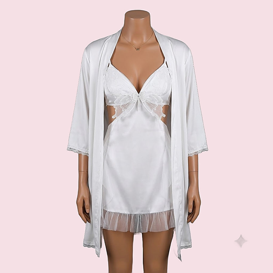 White Nighty with Robe – Lingerie