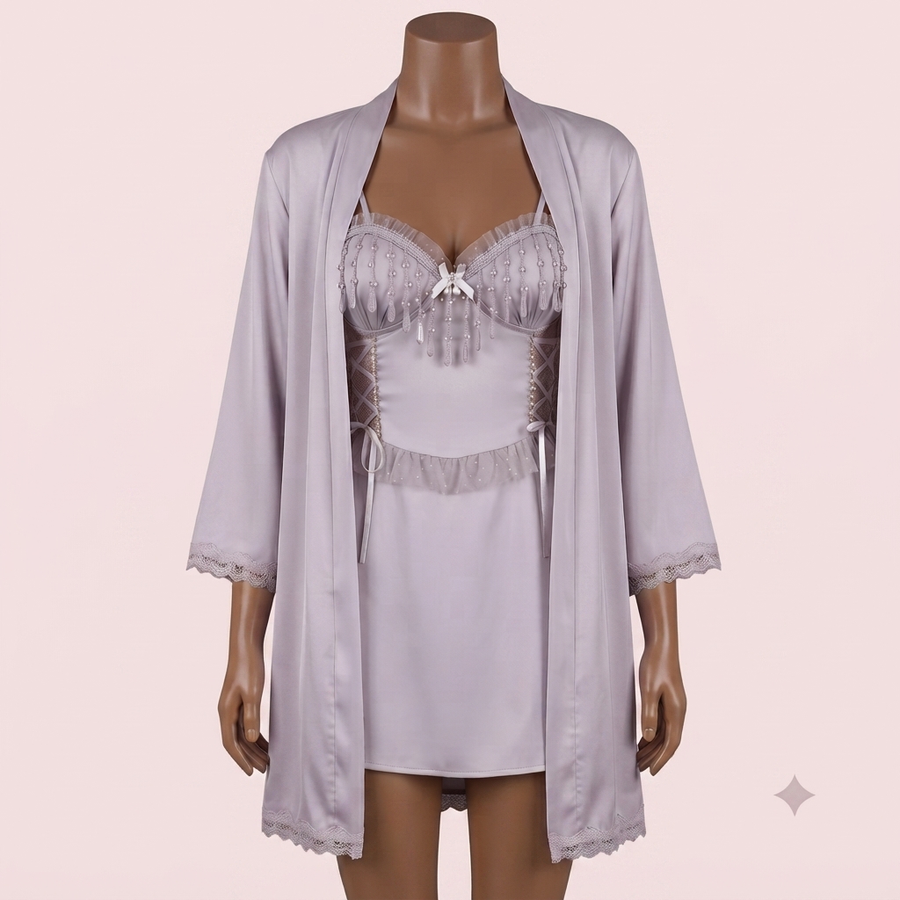Lilac Nighty with Robe – Lingerie