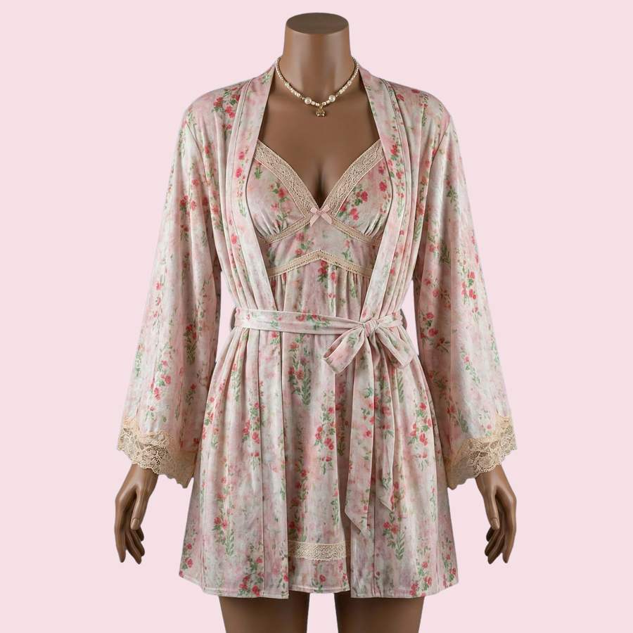 Pink Nighty with Robe – Lingerie