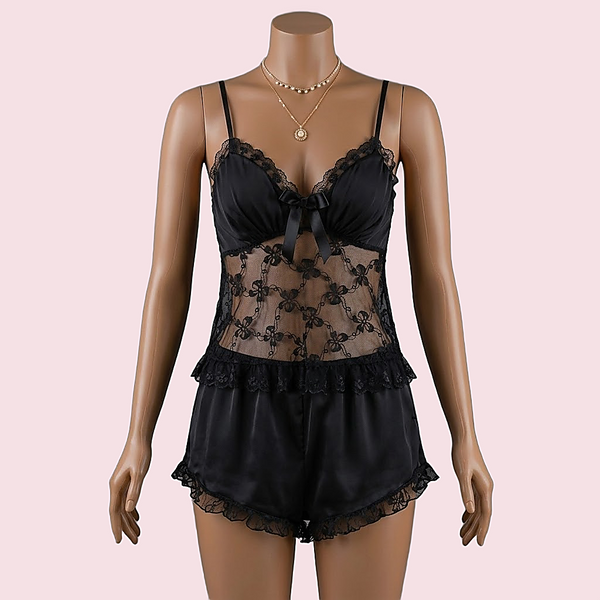 Black Nighty with Robe – Lingerie