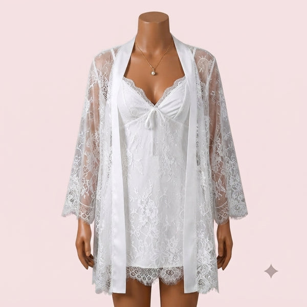 White Nighty with Robe – Lingerie