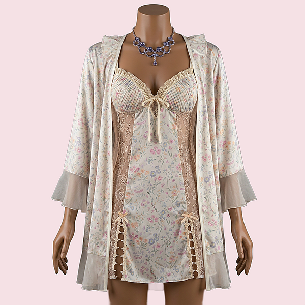Butter Yellow Nighty with Robe – Lingerie