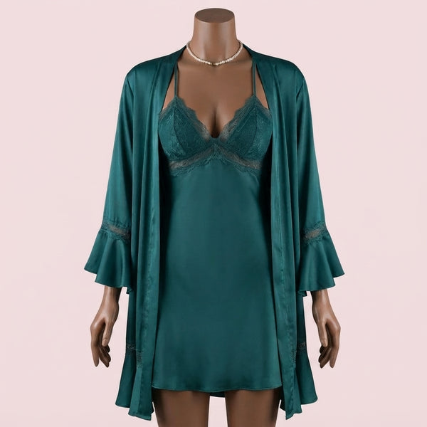 Green Nighty with Robe – Lingerie