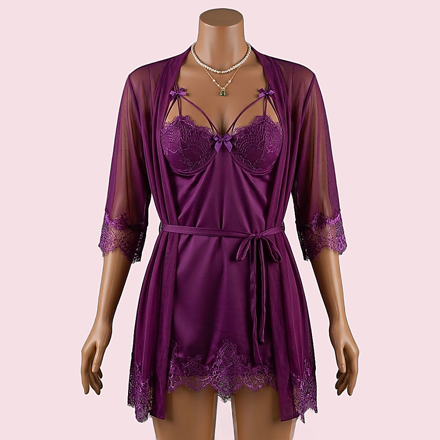 Purple Nighty with Robe – Lingerie