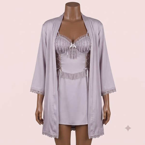 Lilac Nighty with Robe – Lingerie