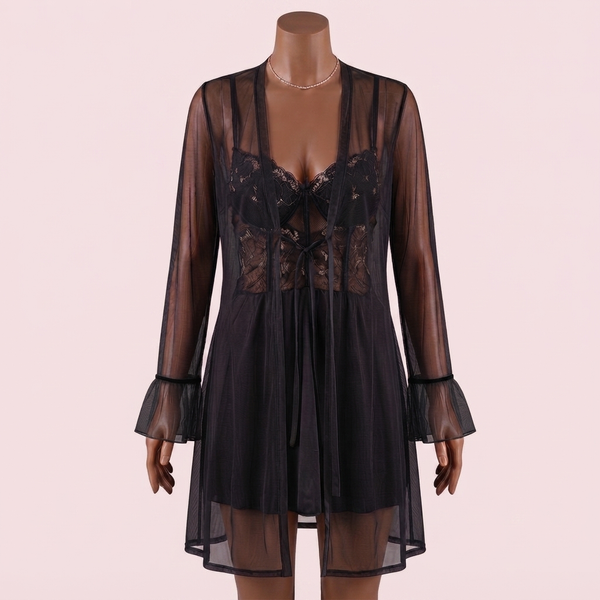 Black Nighty with Robe – Lingerie
