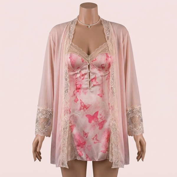 Pink Nighty with Robe – Lingerie