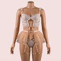 Beige Bra Panty Set with Garter Belt – Lingerie