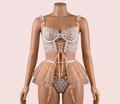 Beige Bra Panty Set with Garter Belt – Lingerie