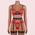 Black Bra Panty Set with Garter Belt and Straps – Lingerie