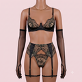 Black Bra Panty Set with Garter Belt – Lingerie
