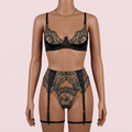 Black Bra Panty Set with Garter Belt – Lingerie