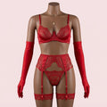 Red Bra Panty Set with Garter Belt – Lingerie