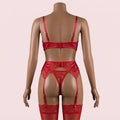 Red Bra Panty Set with Garter Belt – Lingerie