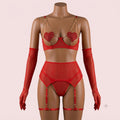 Red Bra Panty Set with Garter Belt – Lingerie