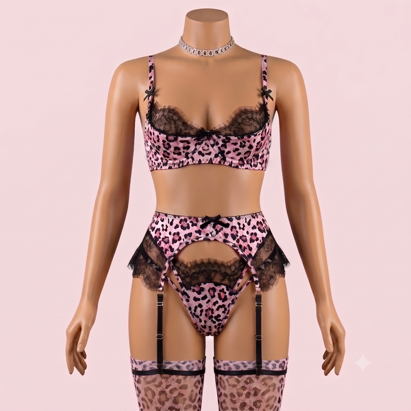 Black Bra Panty Set with Garter Belt – Lingerie
