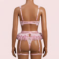 Pink Bra Panty Set with Garter Belt and Straps – Lingerie