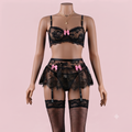 Black Bra Panty Set with Garter Belt – Lingerie