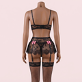 Black Bra Panty Set with Garter Belt – Lingerie