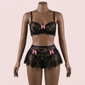 Black Bra Panty Set with Garter Belt – Lingerie