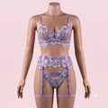 Lilac Bra Panty Set with Garter Belt – Lingerie