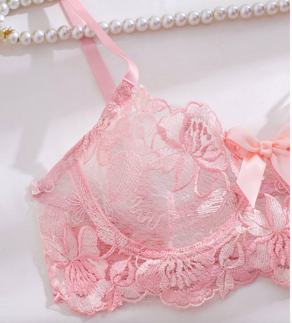 Pink Bra Panty Set with Garter Belt – Lingerie
