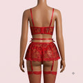 Red Bra Panty Set with Garter Belt – Lingerie