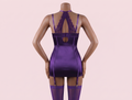Purple Bra Panty Set with Garter Belt and Straps – Lingerie